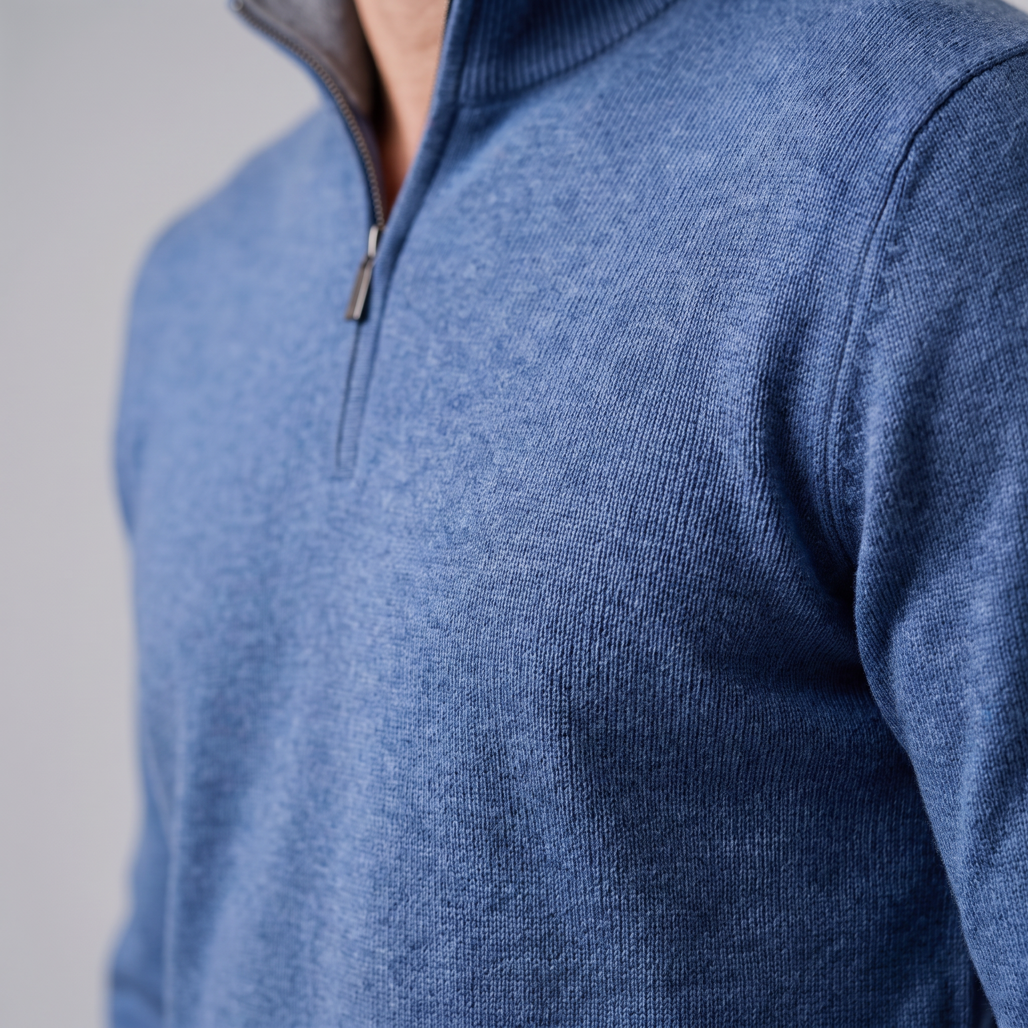 Herren Strickpullover mit kurzem Reissverschluss