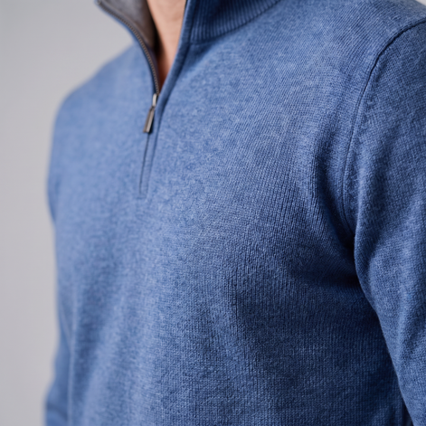 Herren Strickpullover mit kurzem Reissverschluss