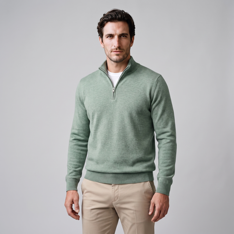 Herren Strickpullover mit kurzem Reissverschluss
