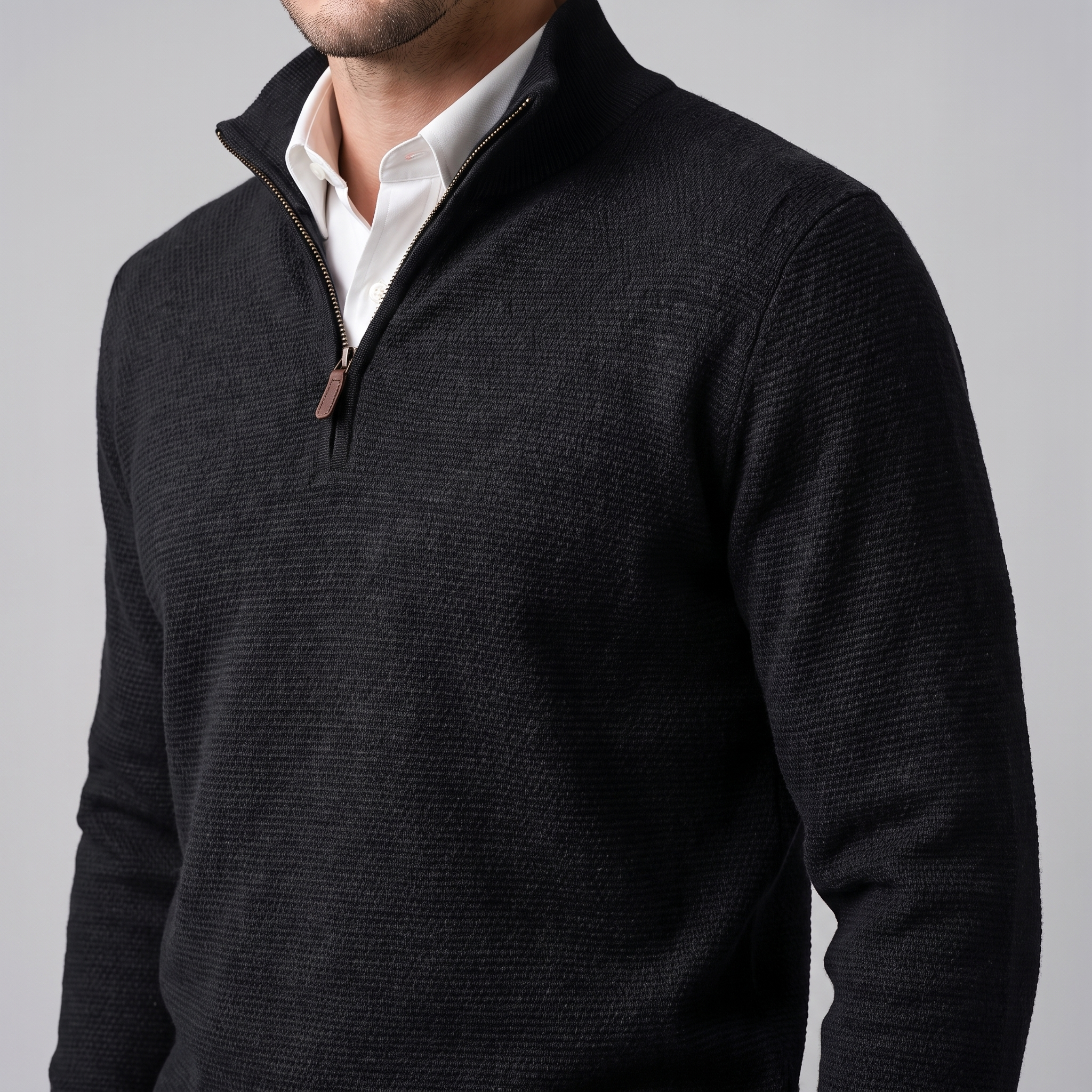 Herren Strukturpullover mit Quarter-Zip