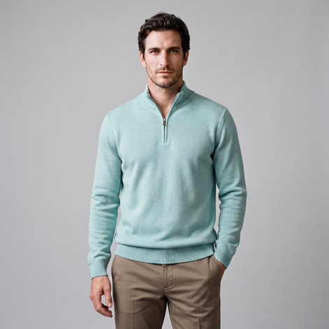 Herren Strukturpullover mit Quarter-Zip