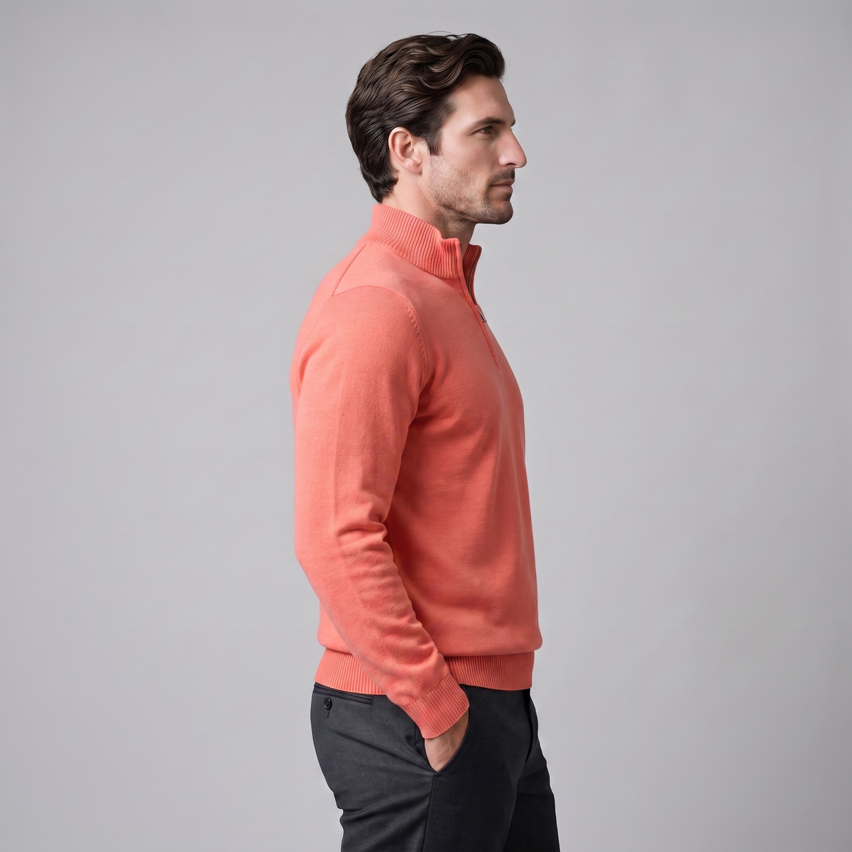 Herren Strukturpullover mit Quarter-Zip