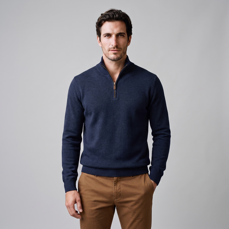 Herren Strukturpullover mit Quarter-Zip