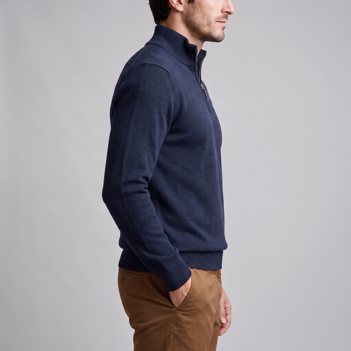 Herren Strukturpullover mit Quarter-Zip