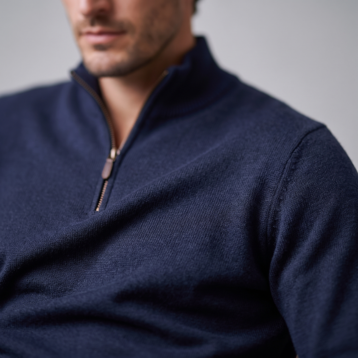 Herren Strukturpullover mit Quarter-Zip