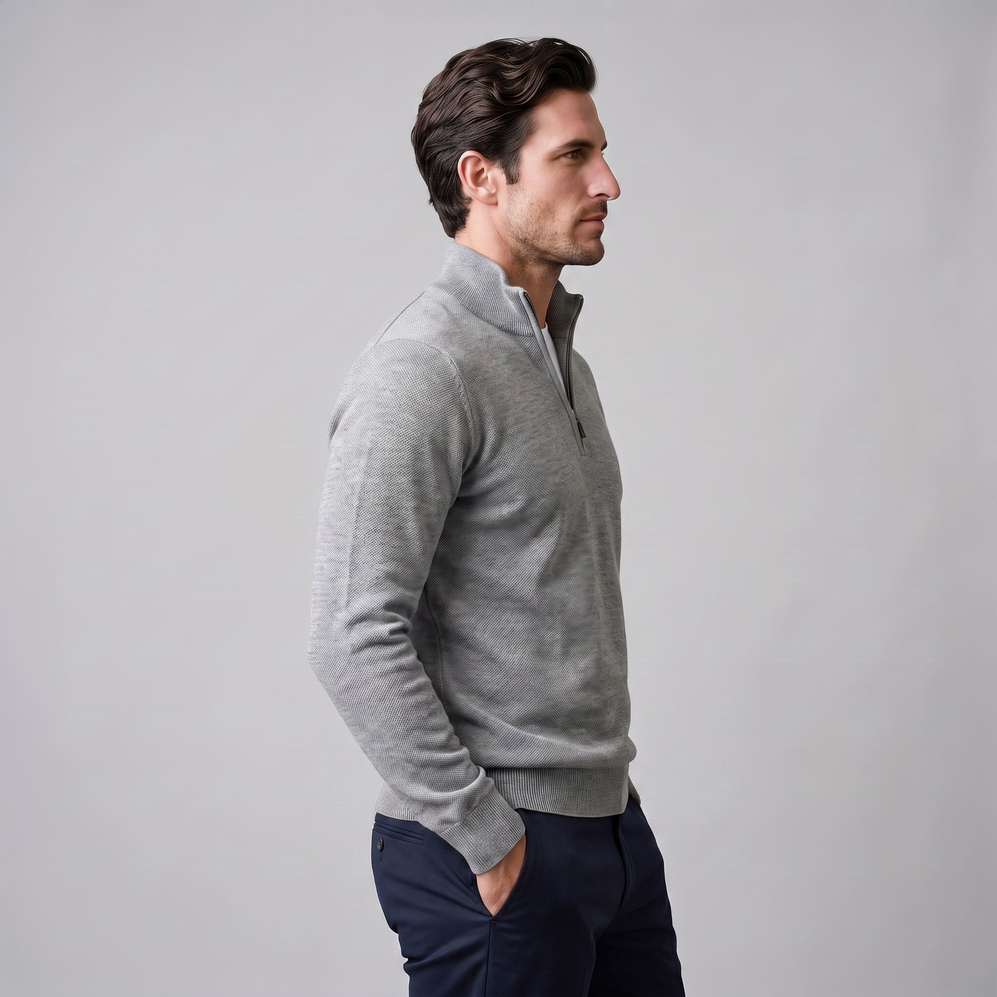 Herren Strukturpullover mit Quarter-Zip