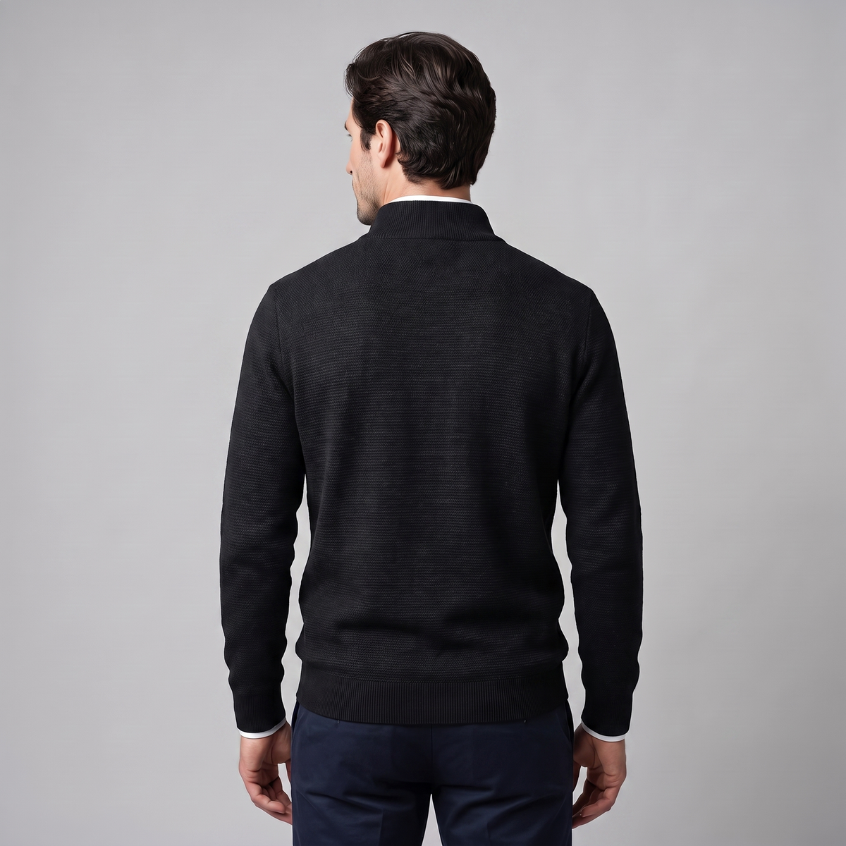 Herren Strukturpullover mit Quarter-Zip