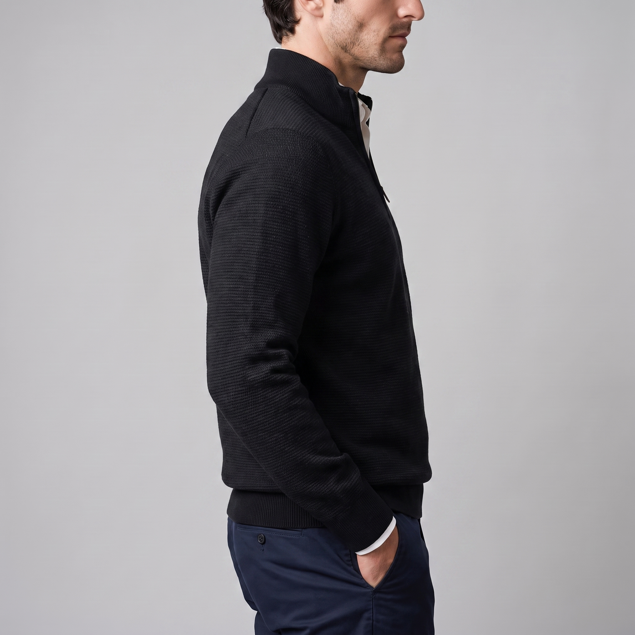 Herren Strukturpullover mit Quarter-Zip