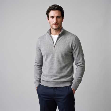 Herren Strukturpullover mit Quarter-Zip
