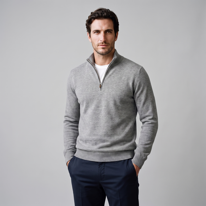 Herren Strukturpullover mit Quarter-Zip