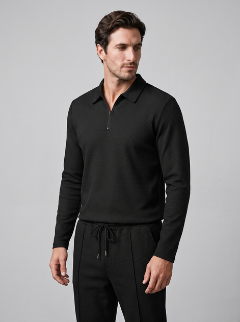 Herren Trainingsanzug-Set mit Waffelstrick und Quarter-Zip