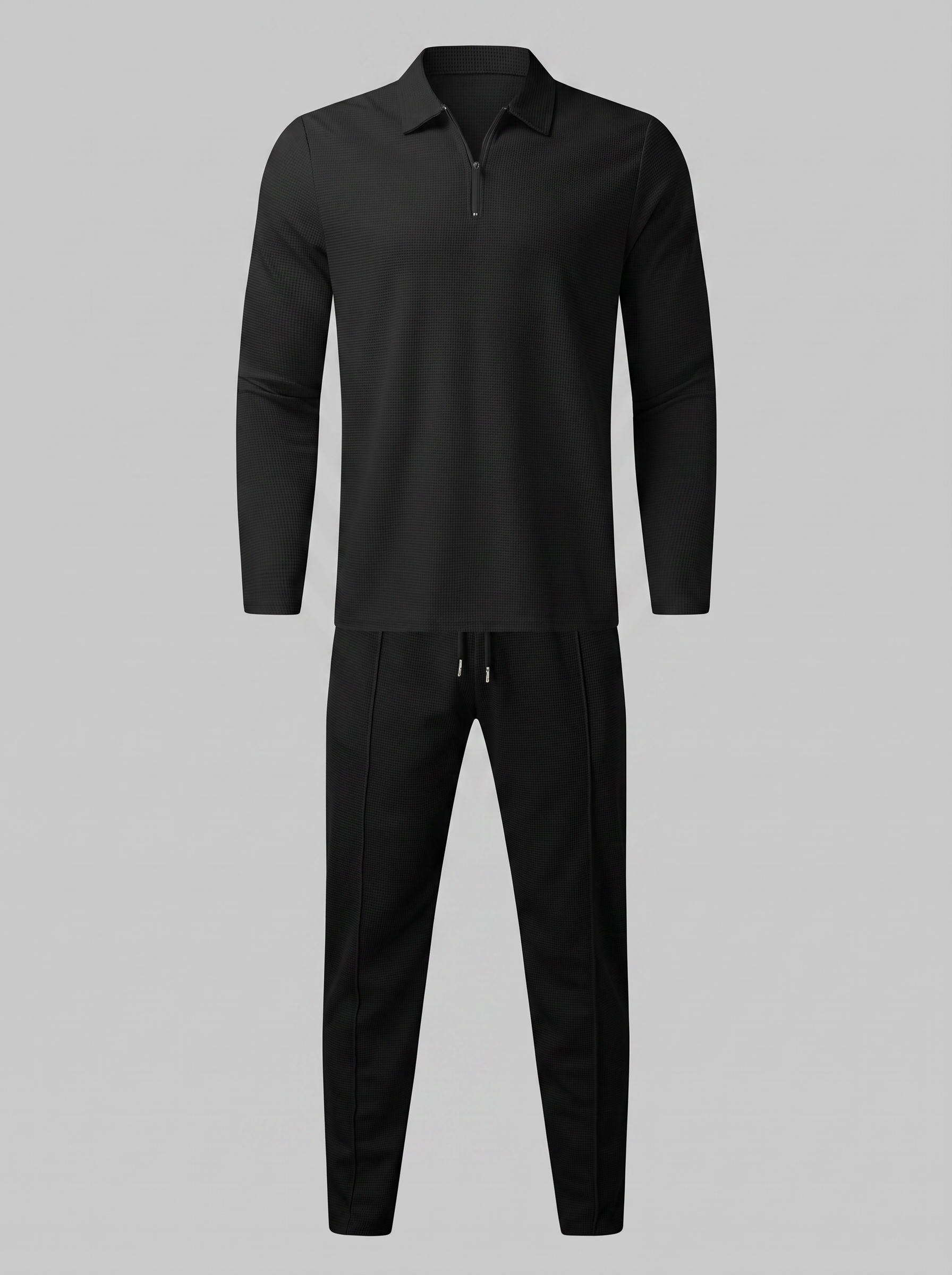 Herren Trainingsanzug-Set mit Waffelstrick und Quarter-Zip