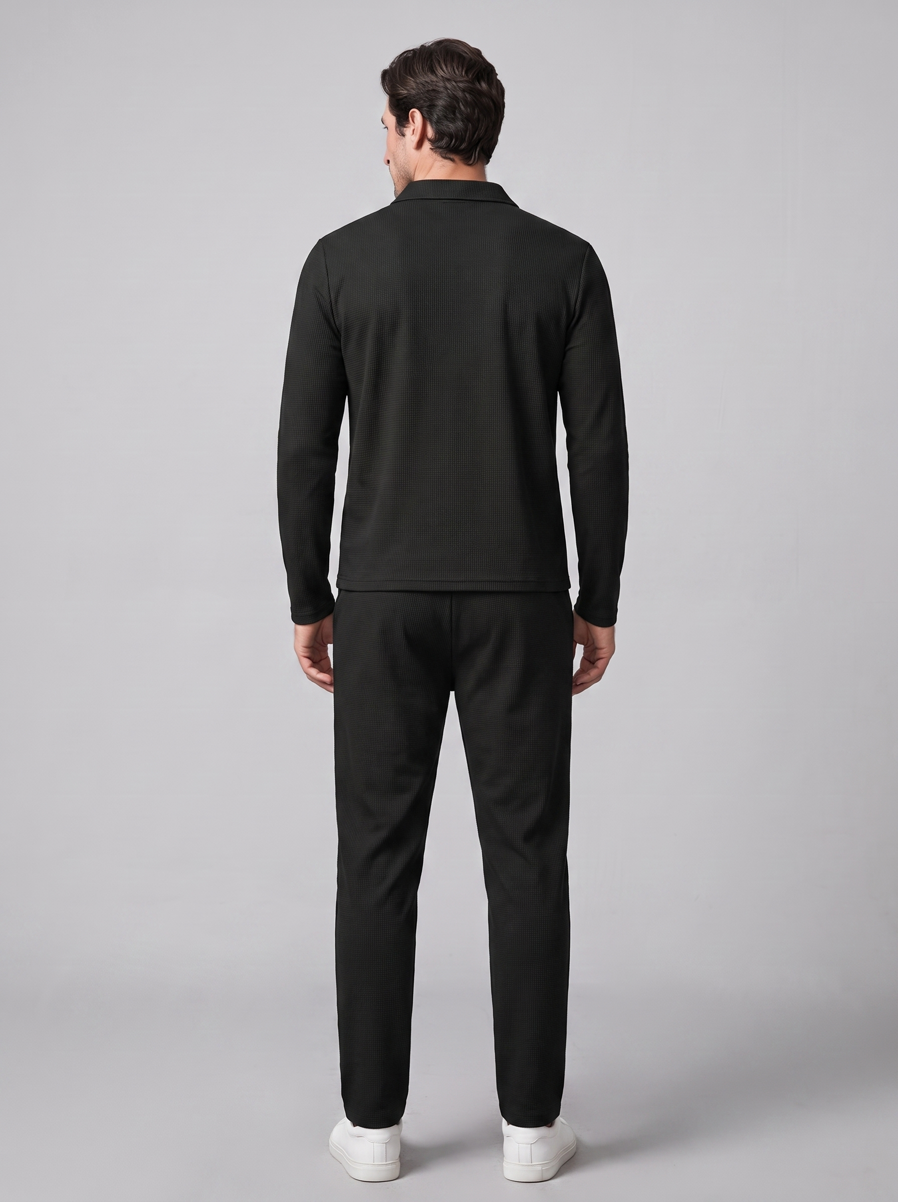 Herren Trainingsanzug-Set mit Waffelstrick und Quarter-Zip