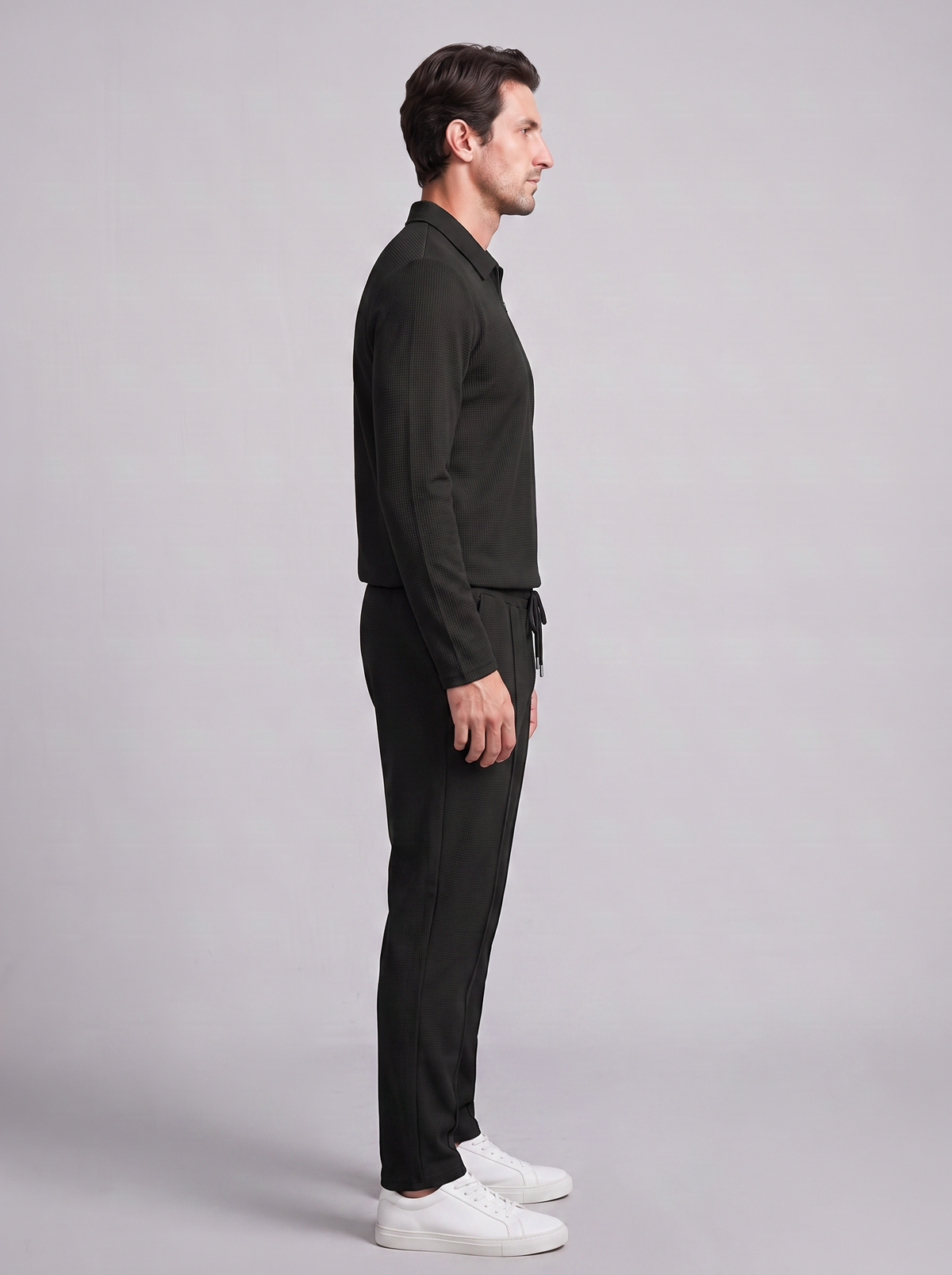 Herren Trainingsanzug-Set mit Waffelstrick und Quarter-Zip