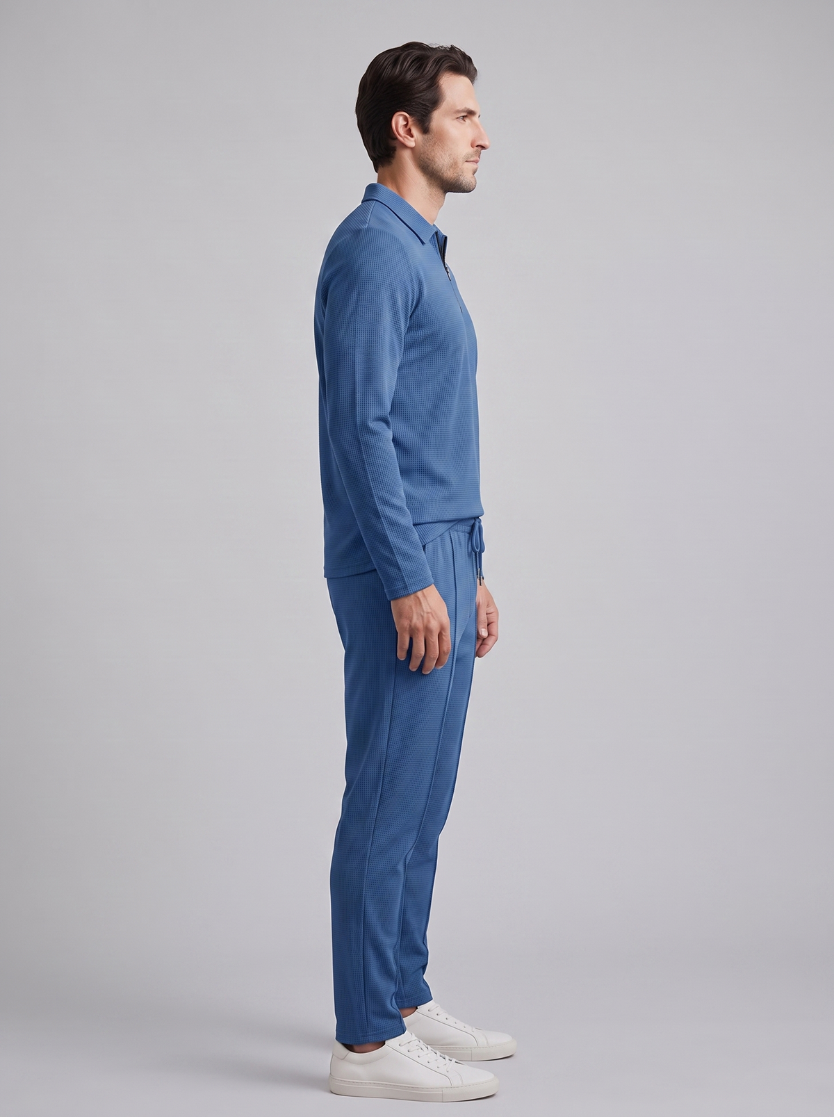 Herren Trainingsanzug-Set mit Waffelstrick und Quarter-Zip