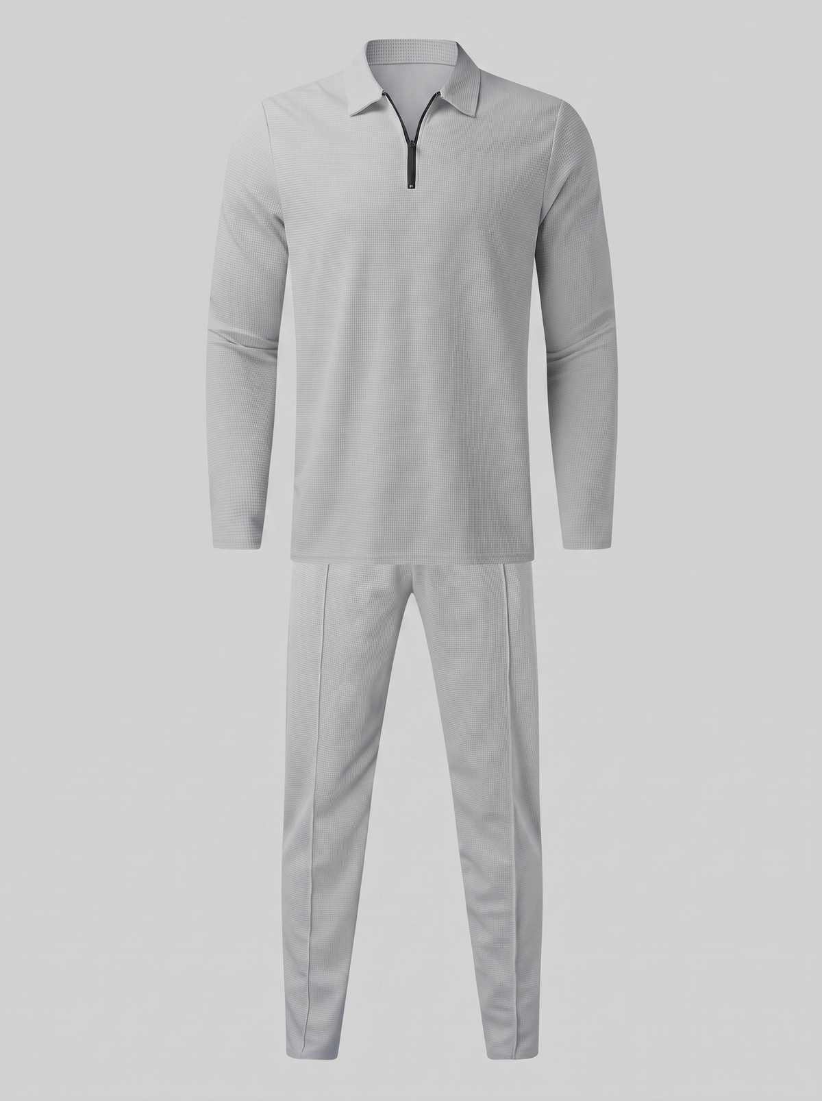 Herren Trainingsanzug-Set mit Waffelstrick und Quarter-Zip
