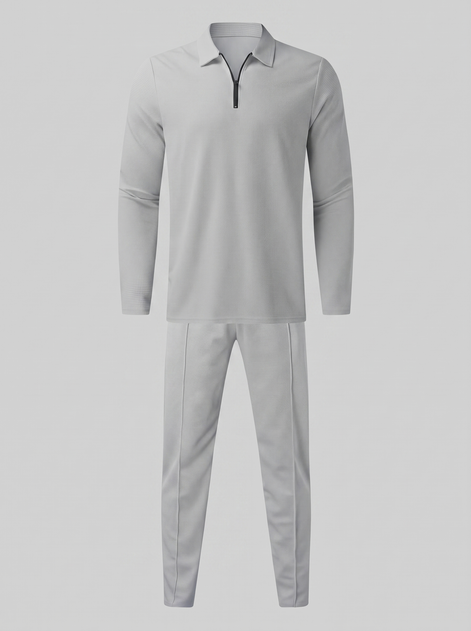 Herren Trainingsanzug-Set mit Waffelstrick und Quarter-Zip