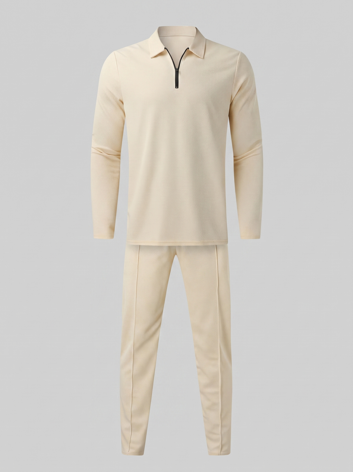 Herren Trainingsanzug-Set mit Waffelstrick und Quarter-Zip