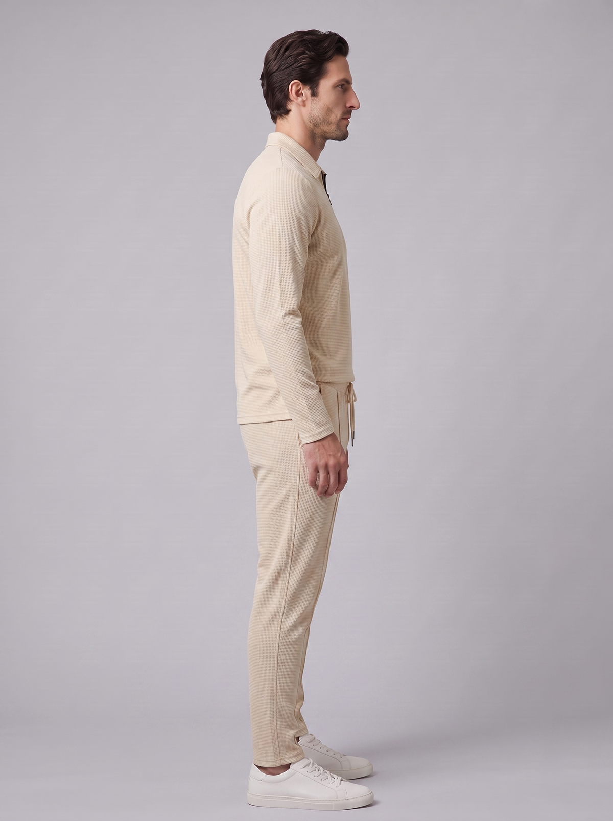 Herren Trainingsanzug-Set mit Waffelstrick und Quarter-Zip