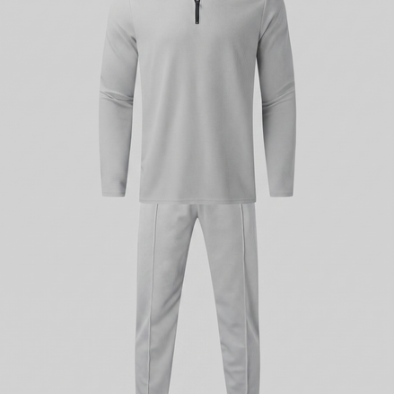 Herren Trainingsanzug-Set mit Waffelstrick und Quarter-Zip