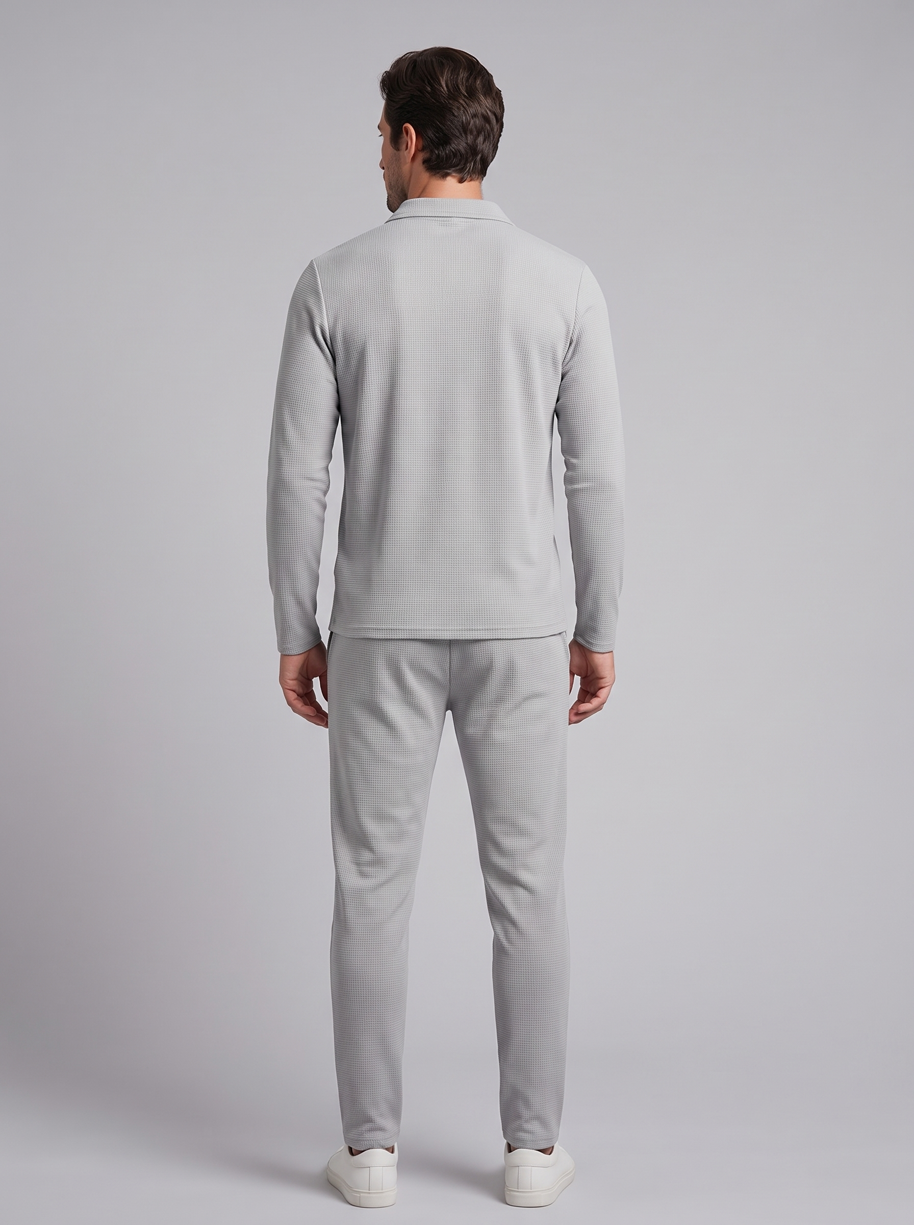 Herren Trainingsanzug-Set mit Waffelstrick und Quarter-Zip