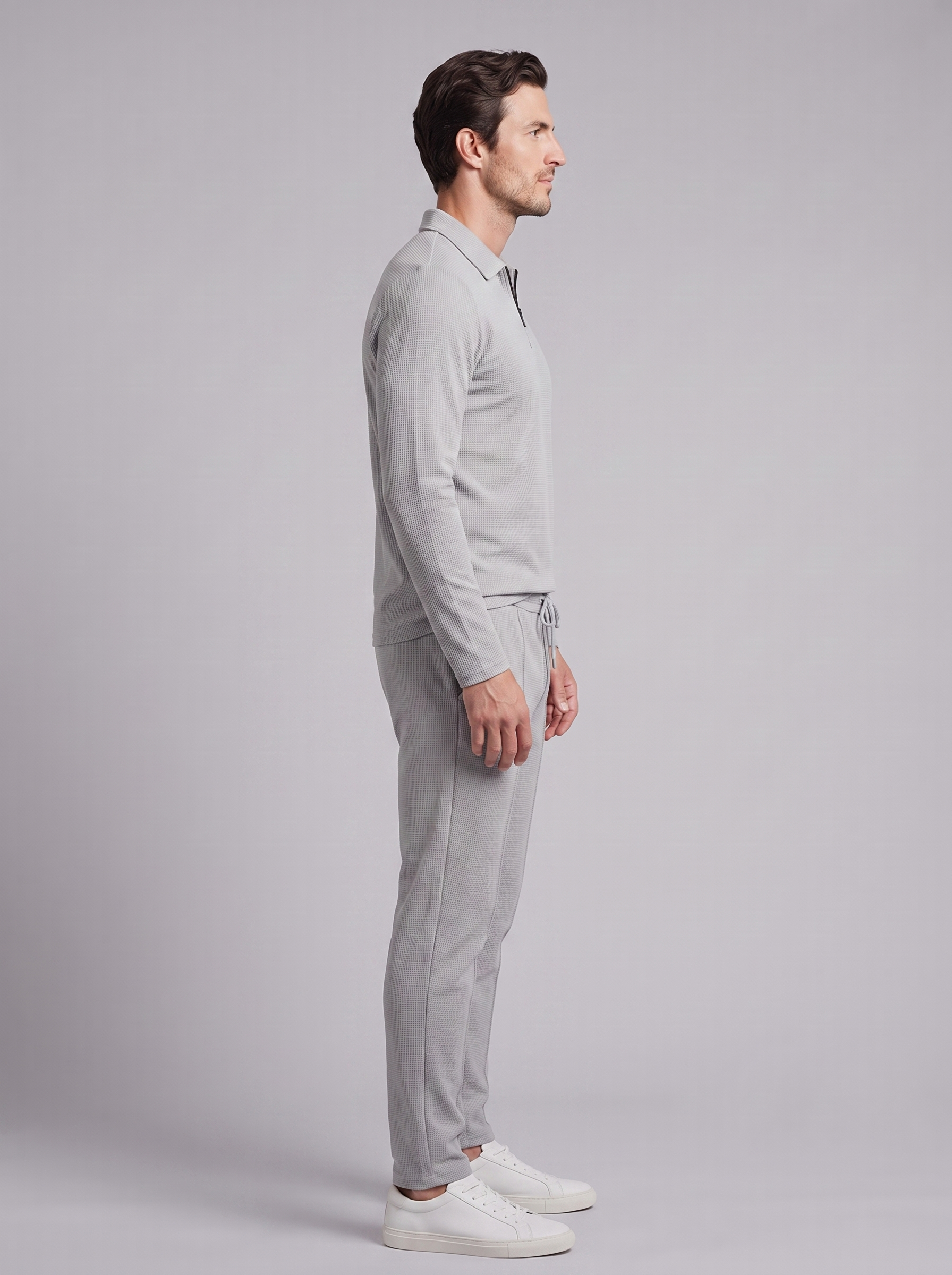 Herren Trainingsanzug-Set mit Waffelstrick und Quarter-Zip