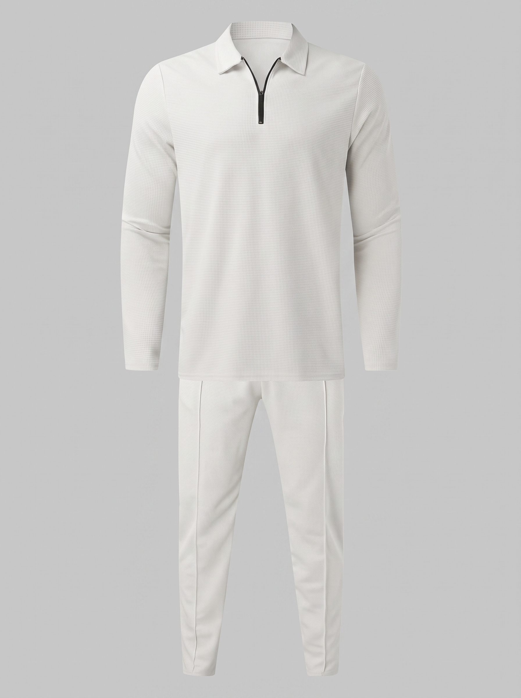 Herren Trainingsanzug-Set mit Waffelstrick und Quarter-Zip