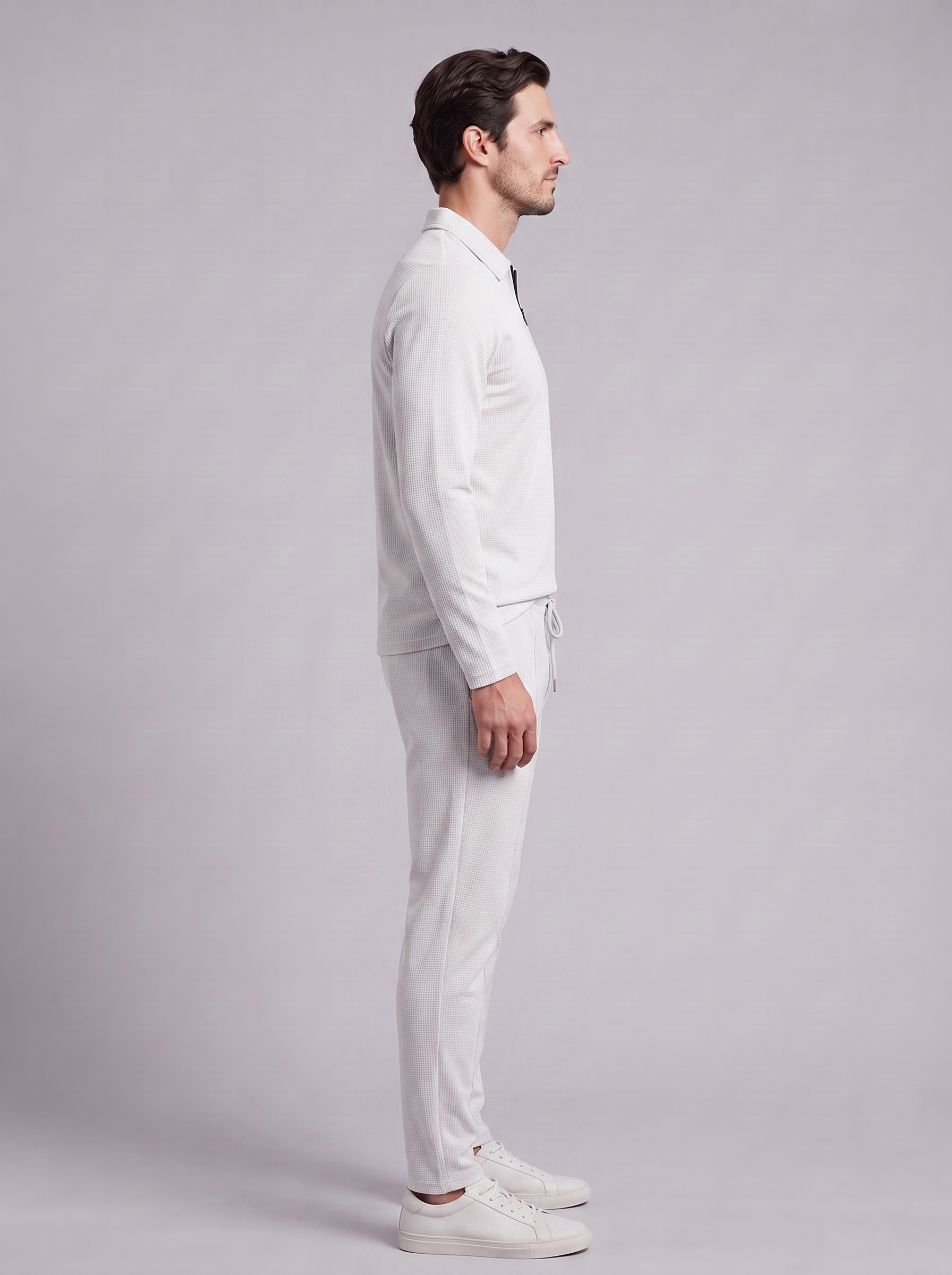 Herren Trainingsanzug-Set mit Waffelstrick und Quarter-Zip