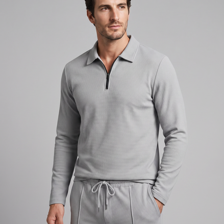 Herren Trainingsanzug-Set mit Waffelstrick und Quarter-Zip