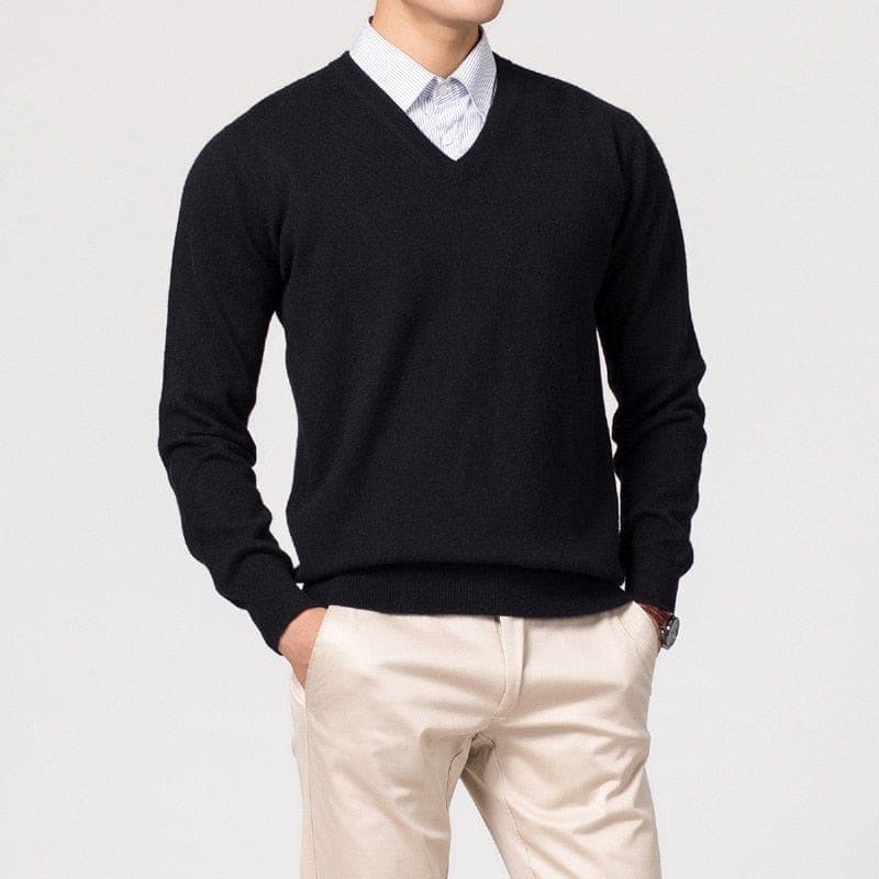 Herren V-Ausschnitt Pullover Klassisch Gestrickt