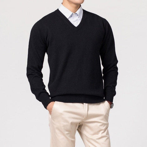 Herren V-Ausschnitt Pullover Klassisch Gestrickt