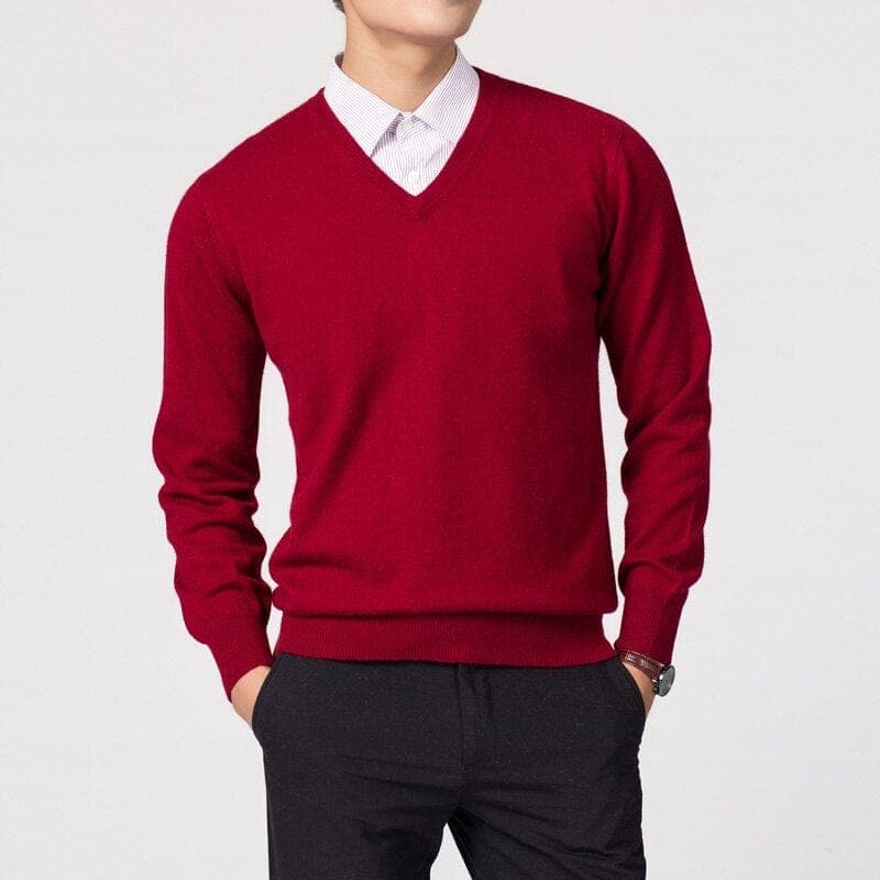 Herren V-Ausschnitt Pullover Klassisch Gestrickt