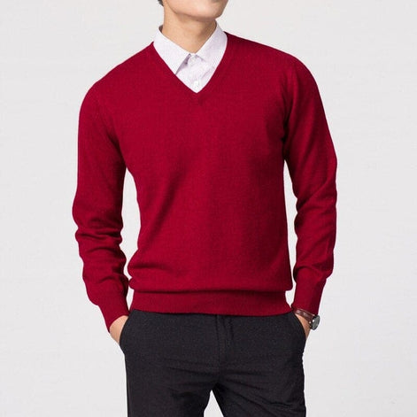 Herren V-Ausschnitt Pullover Klassisch Gestrickt