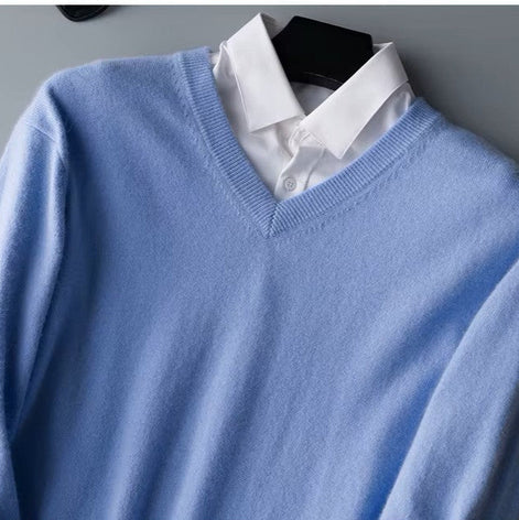 Herren V-Ausschnitt Pullover Klassisch Gestrickt