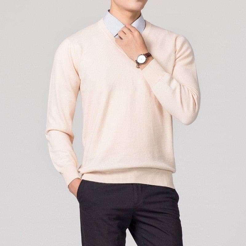 Herren V-Ausschnitt Pullover Klassisch Gestrickt