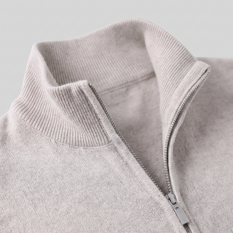 Herren V-Ausschnitt-Pullover mit Reissverschluss-Detail