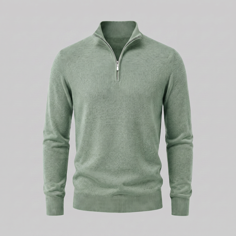 Herren V-Ausschnitt-Pullover mit Reissverschluss-Detail