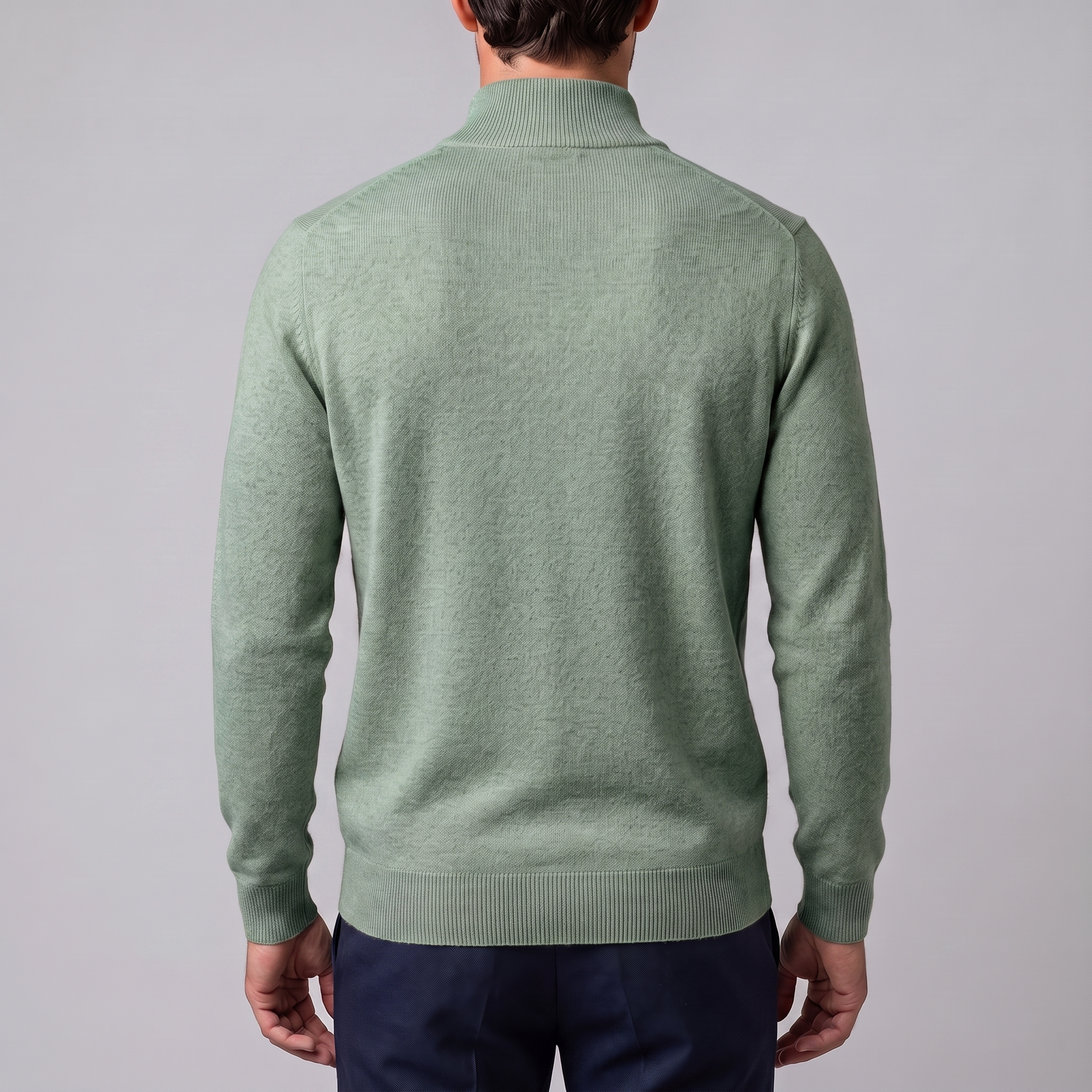 Herren V-Ausschnitt-Pullover mit Reissverschluss-Detail
