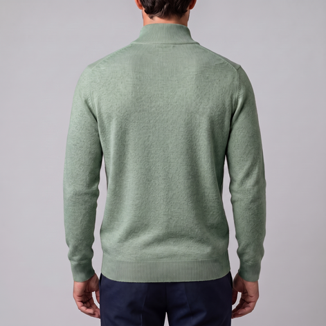 Herren V-Ausschnitt-Pullover mit Reissverschluss-Detail
