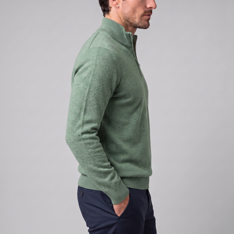 Herren V-Ausschnitt-Pullover mit Reissverschluss-Detail