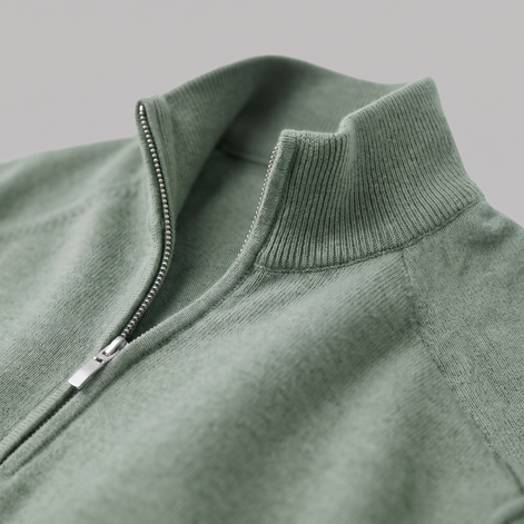Herren V-Ausschnitt-Pullover mit Reissverschluss-Detail