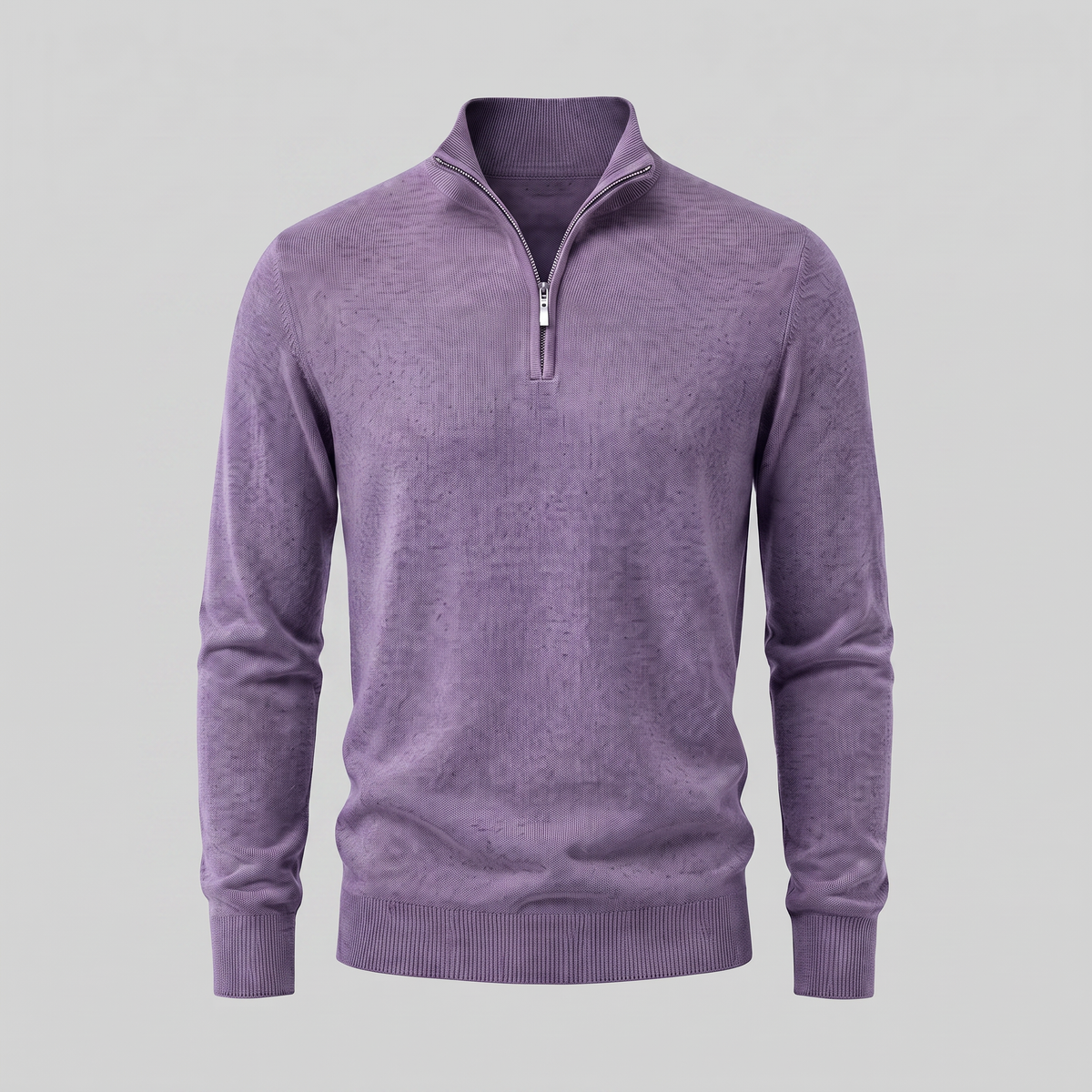 Herren V-Ausschnitt-Pullover mit Reissverschluss-Detail