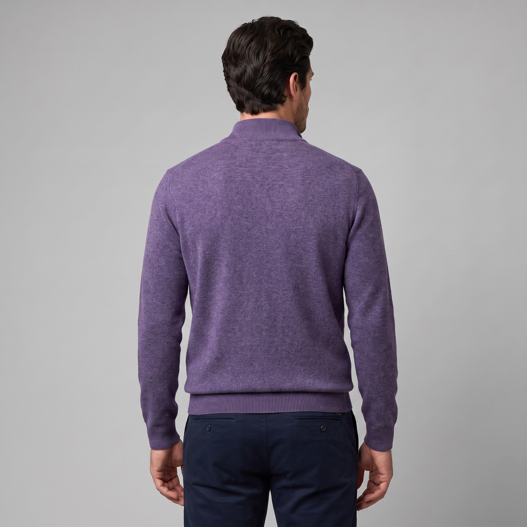 Herren V-Ausschnitt-Pullover mit Reissverschluss-Detail