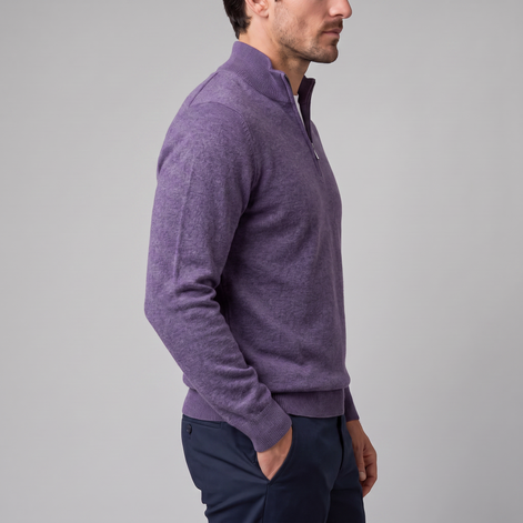 Herren V-Ausschnitt-Pullover mit Reissverschluss-Detail