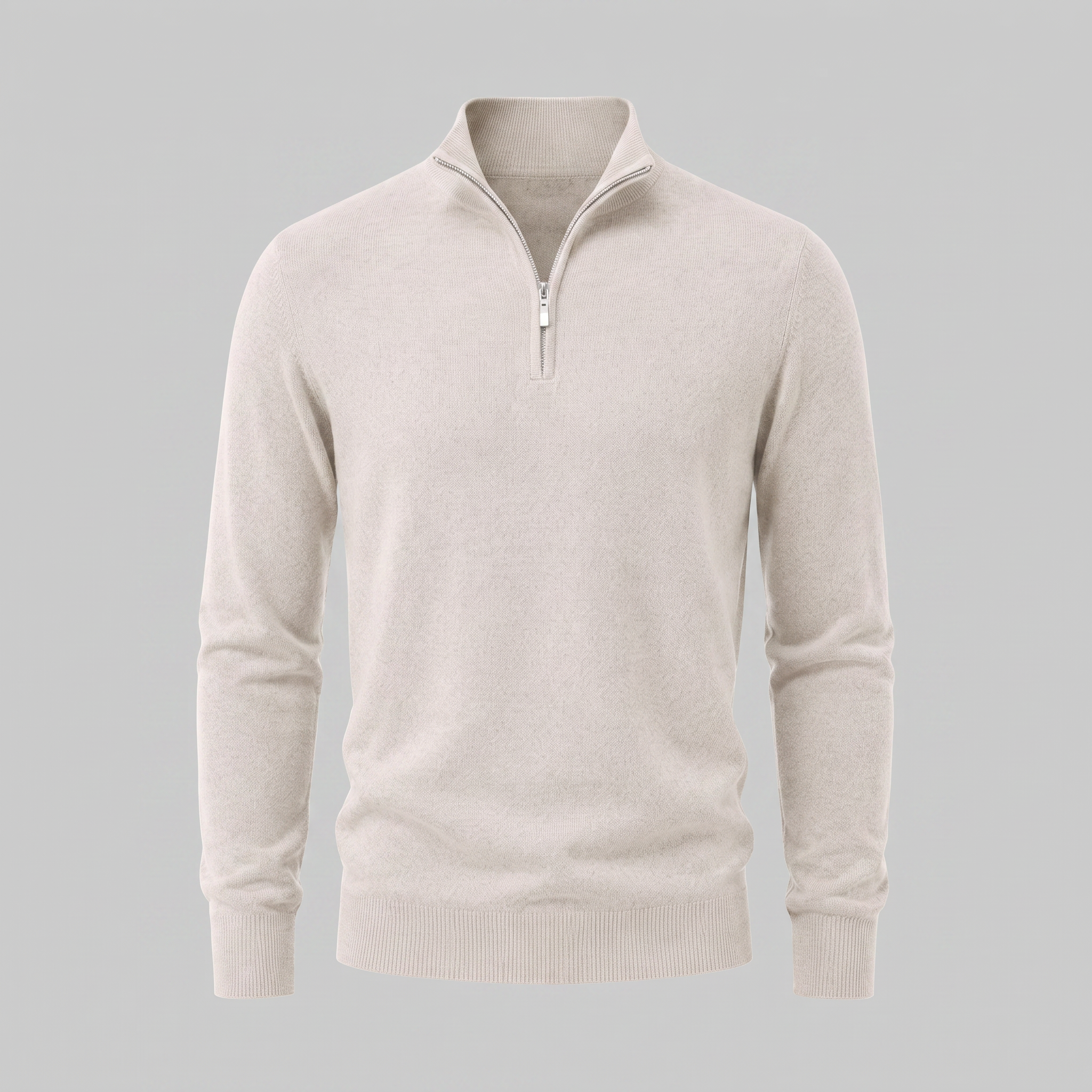 Herren V-Ausschnitt-Pullover mit Reissverschluss-Detail