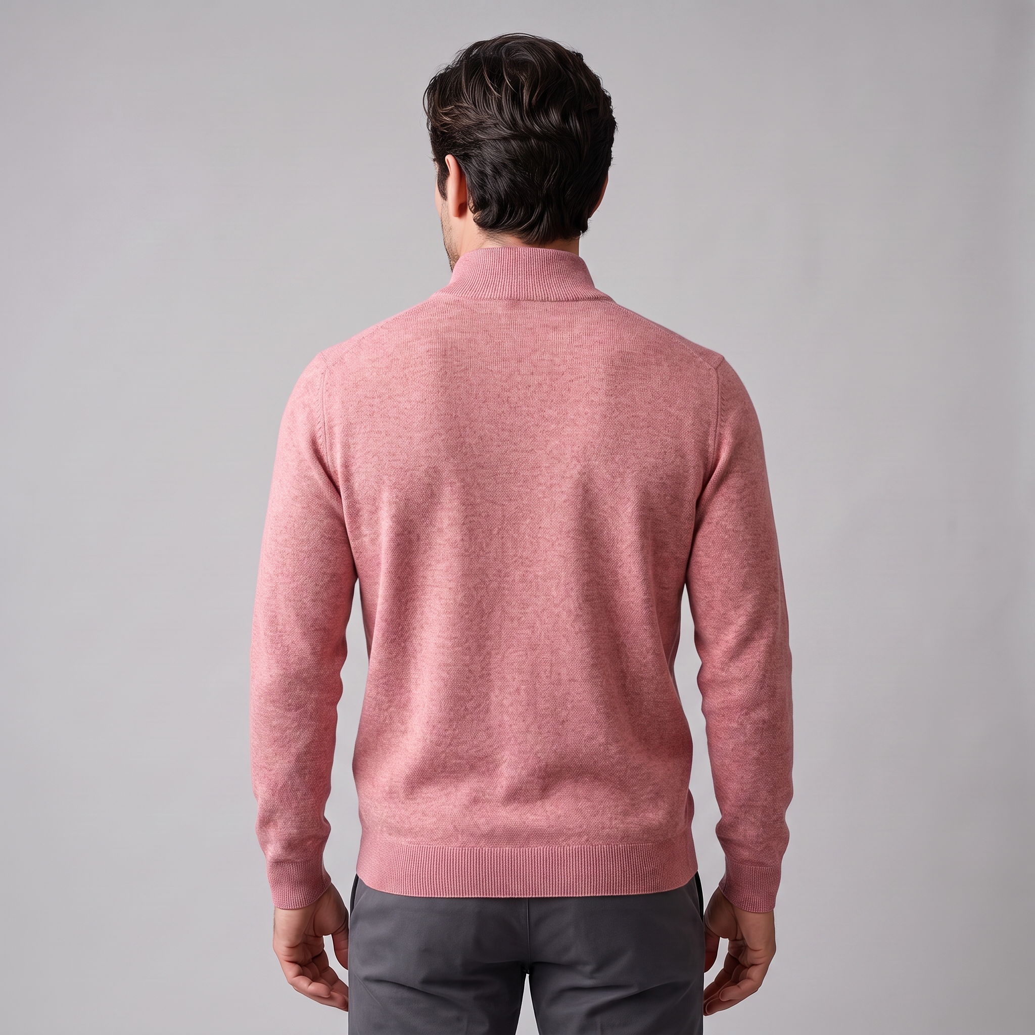 Herren V-Ausschnitt-Pullover mit Reissverschluss-Detail