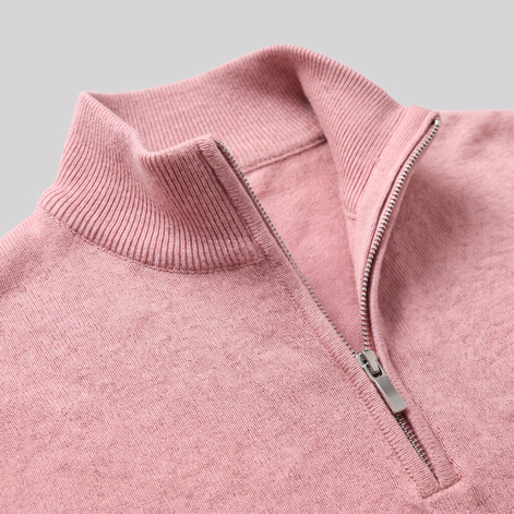 Herren V-Ausschnitt-Pullover mit Reissverschluss-Detail