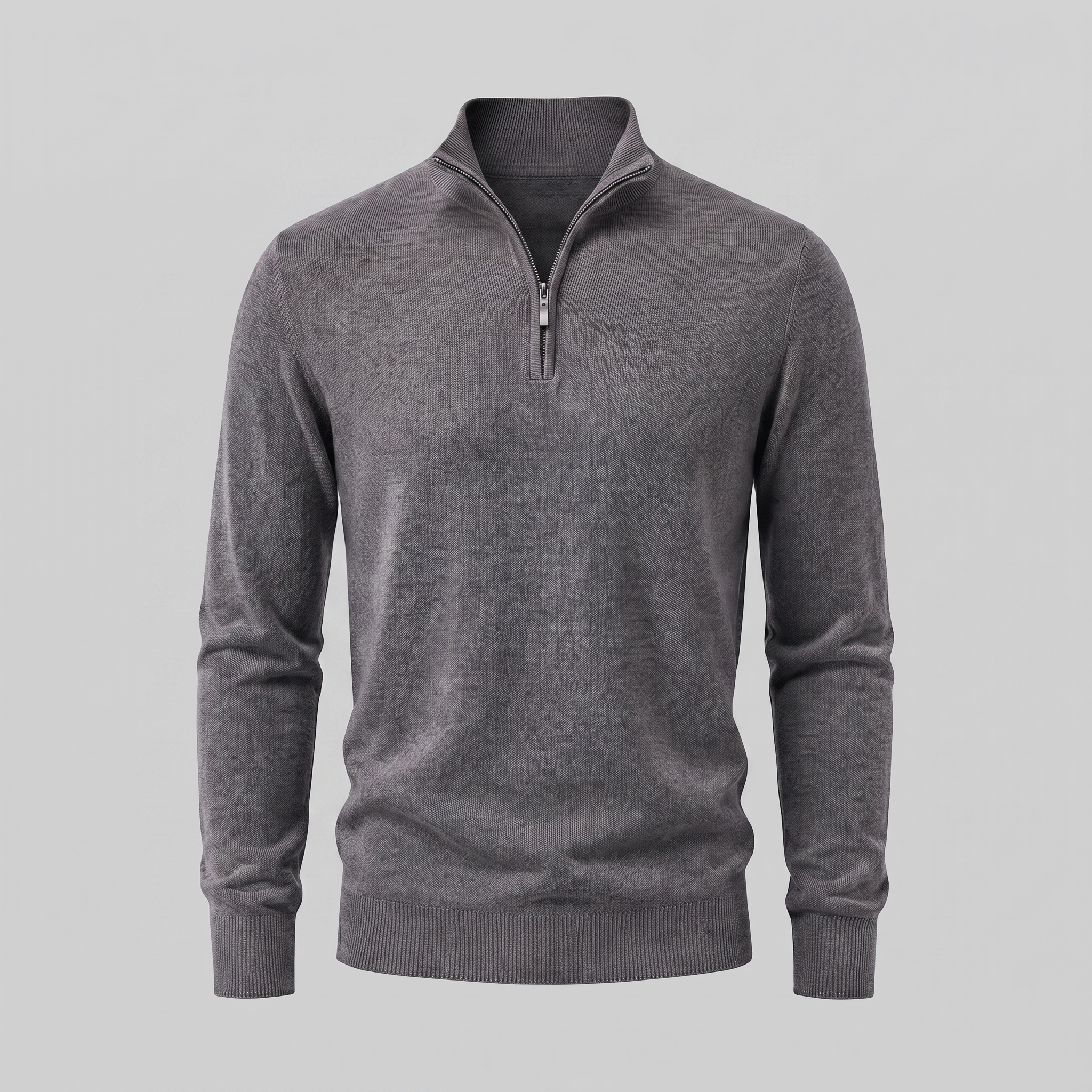 Herren V-Ausschnitt-Pullover mit Reissverschluss-Detail