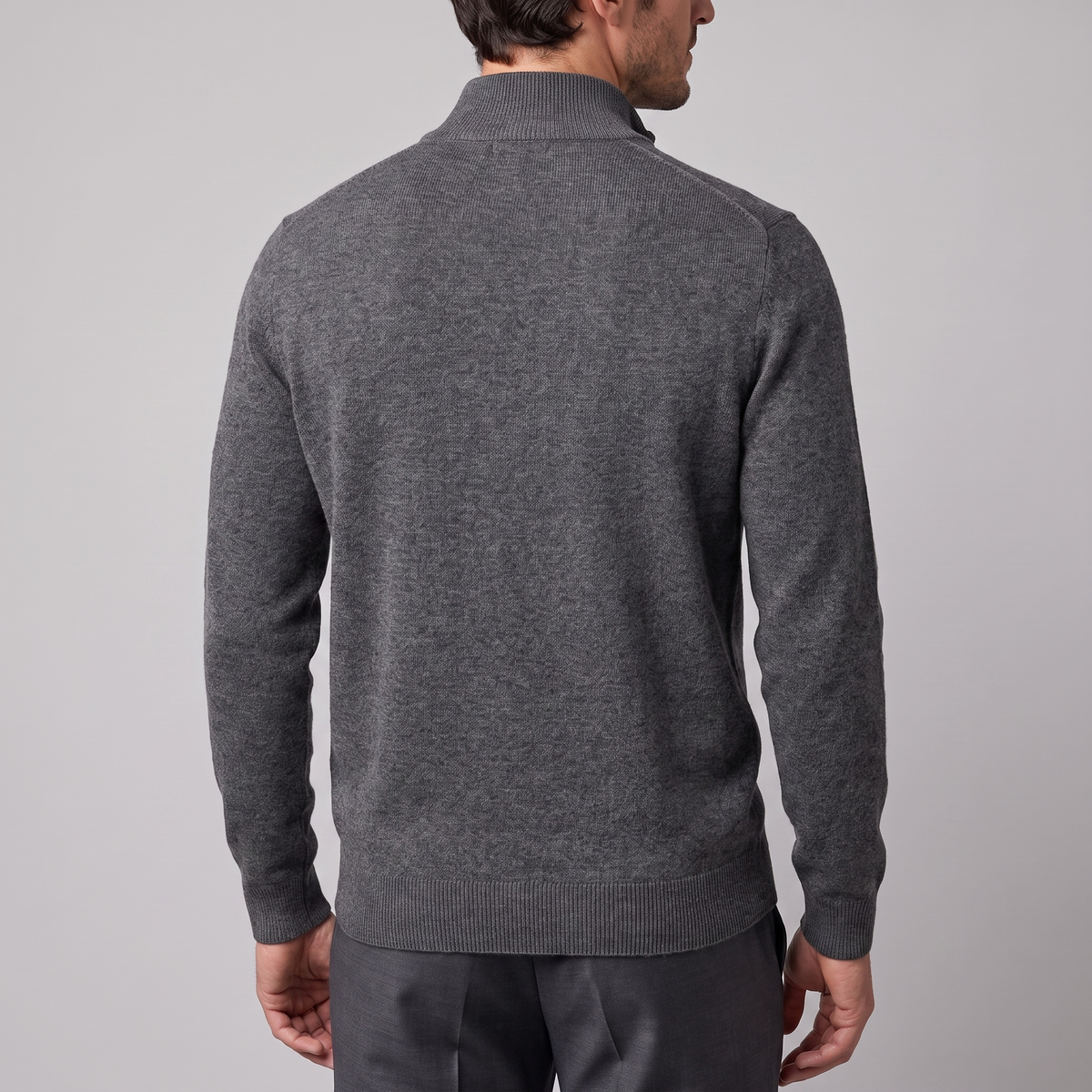 Herren V-Ausschnitt-Pullover mit Reissverschluss-Detail