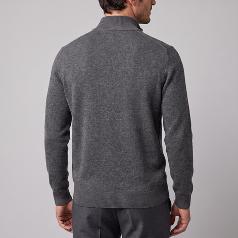 Herren V-Ausschnitt-Pullover mit Reissverschluss-Detail